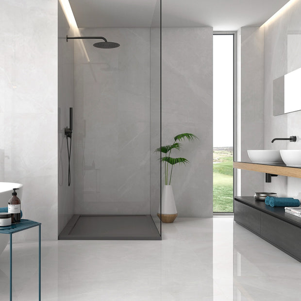 Magda Blanco 90 x 90cm, semi-gloss tile at Irwin Tiles