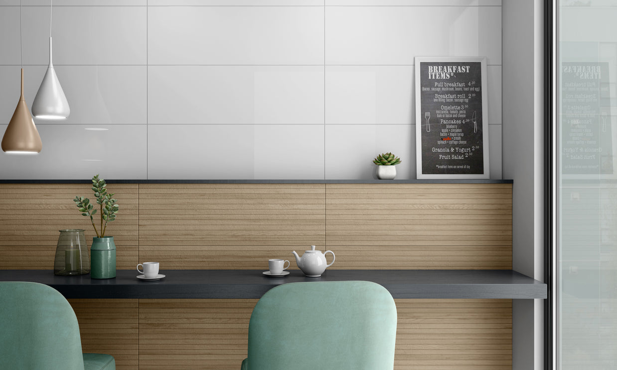 Blanco Brillo 30 x 90cm, gloss wall tile at Irwin Tiles