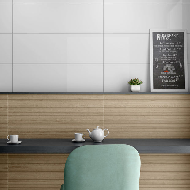 Blanco Brillo 30 x 90cm, gloss wall tile at Irwin Tiles