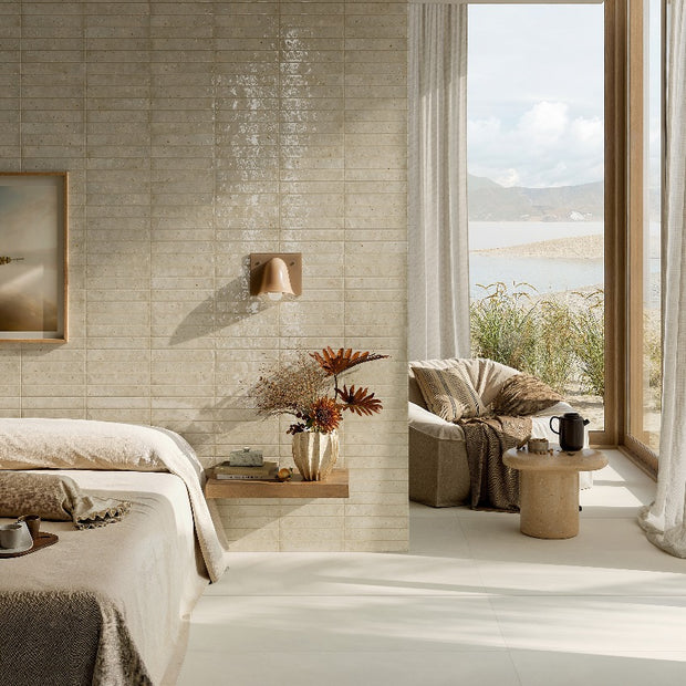 Via De Sale Mud 5.2x29cm, grey gloss tile at Irwin Tiles