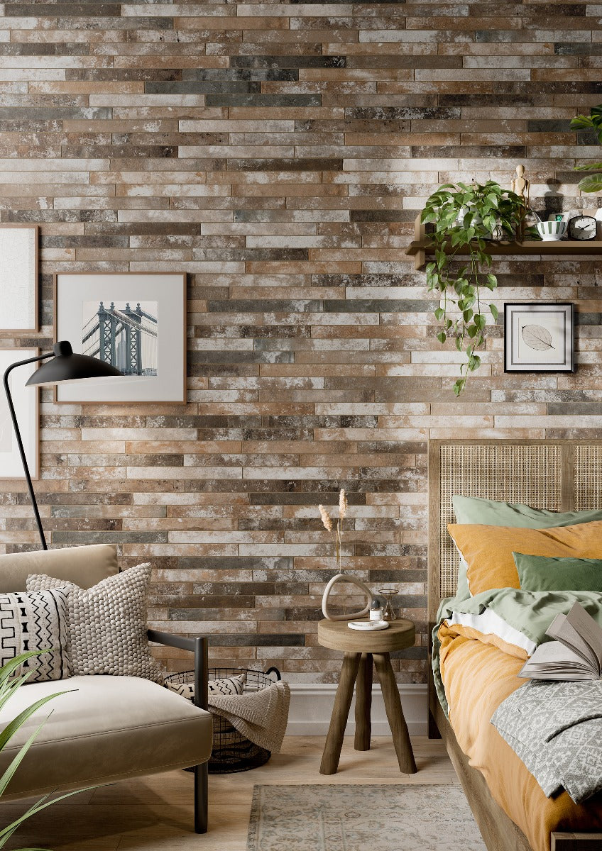 Harlem Multicolour Brick 4.8x45cm, porcelain tile at Irwin Tiles