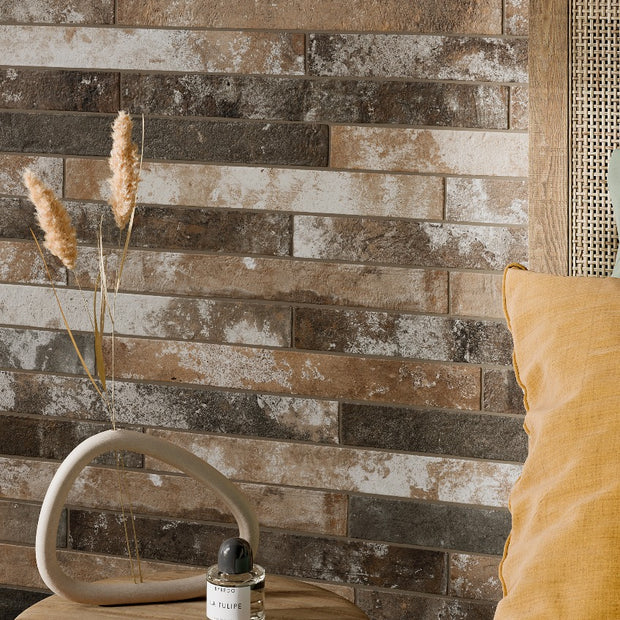 Harlem Multicolour Brick 4.8x45cm, porcelain tile for feature walls at Irwin Tiles