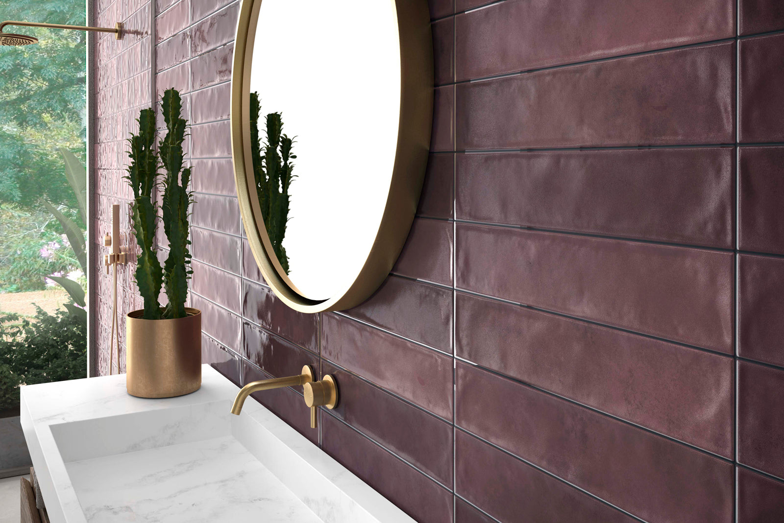 Omega Burdeos 10.7 x 53cm, red gloss tile at Irwin Tiles