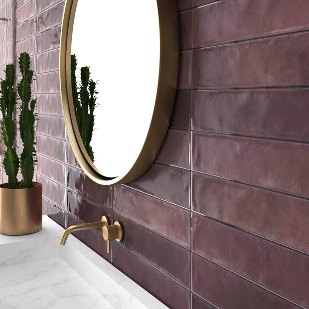 Omega Burdeos 10.7 x 53cm, red gloss tile at Irwin Tiles