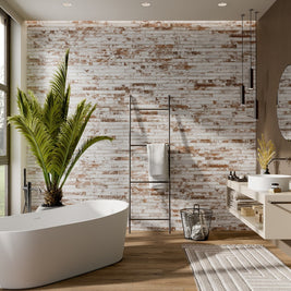Harlem Red White Brick 4.8x45cm, porcelain tile for feature walls at Irwin Tiles