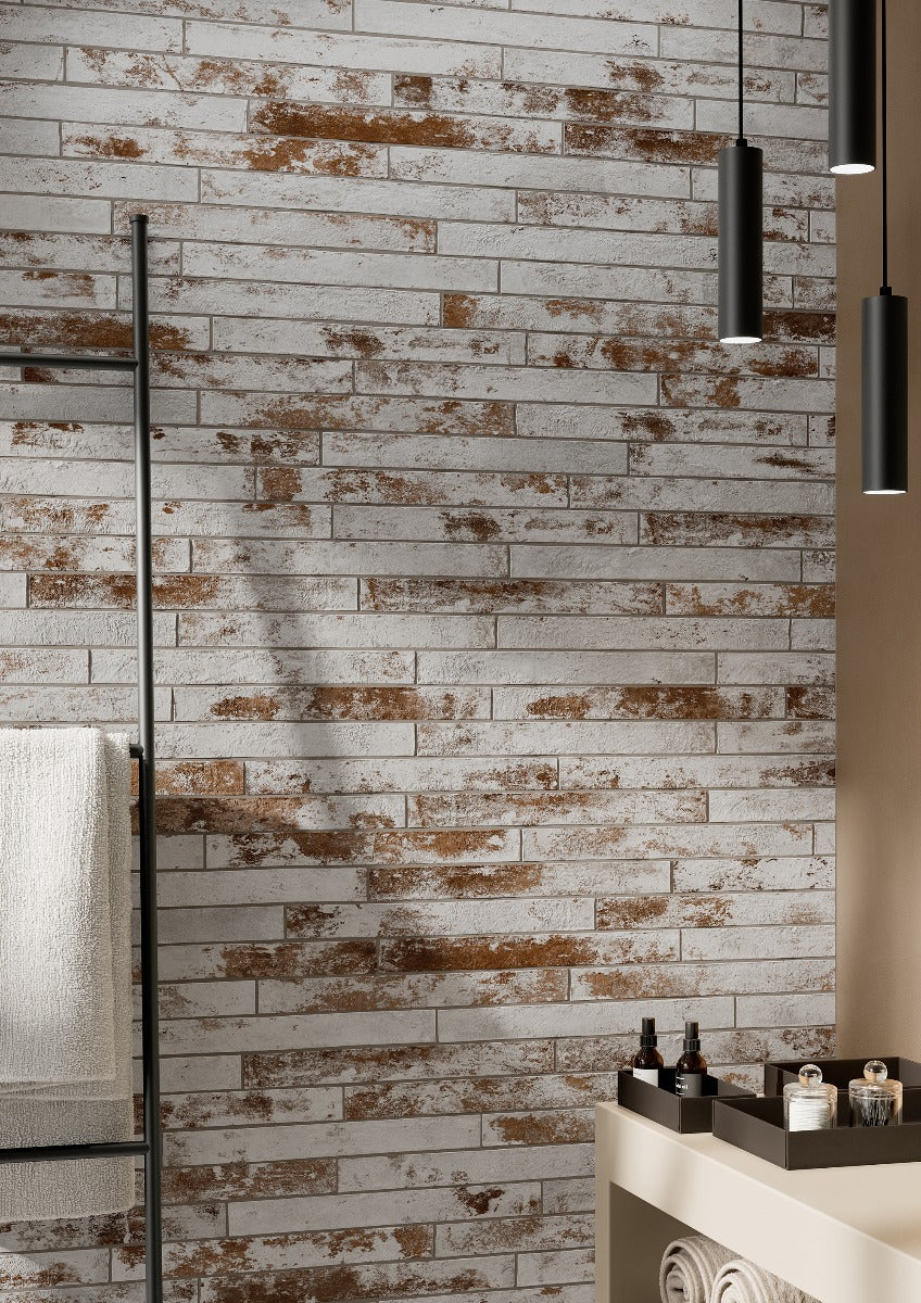 Harlem Red White Brick 4.8x45cm, porcelain tile at Irwin Tiles