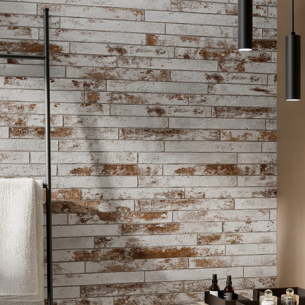 Harlem Red White Brick 4.8x45cm, porcelain tile at Irwin Tiles