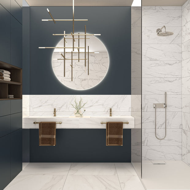Ritual White Matte Decor 30 x 90cm, porcelain wall tile at Irwin Tiles