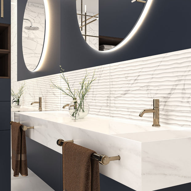 Ritual White Matte Decor 30 x 90cm, wall tile at Irwin Tiles