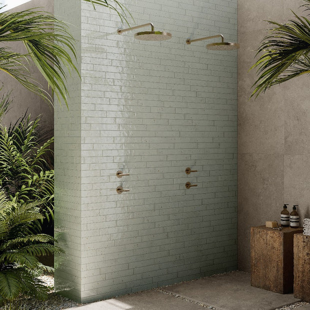 Via De Sale Sage 5.2x29cm, green gloss tile at Irwin Tiles