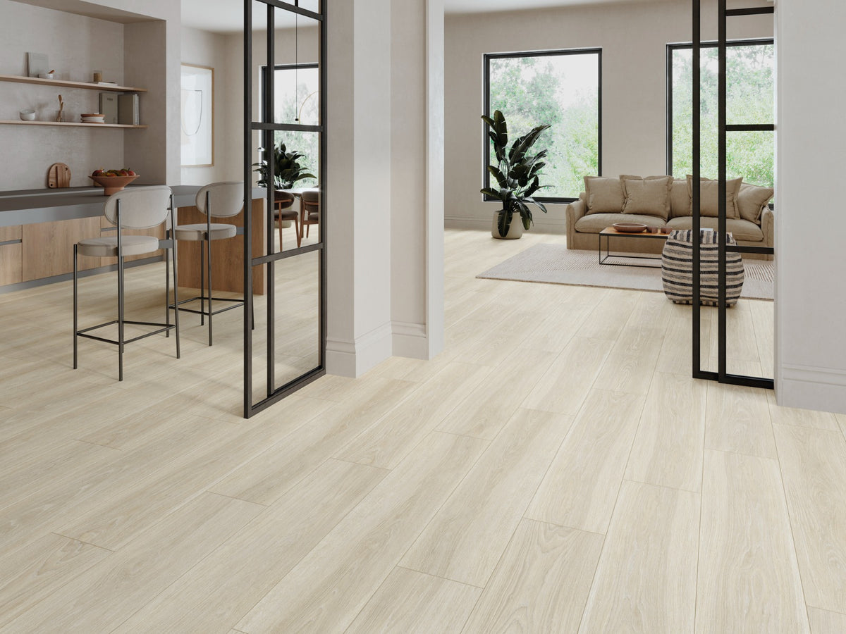 Kael Blonde 23x120cm, light wood effect matt tile at Irwin Tiles