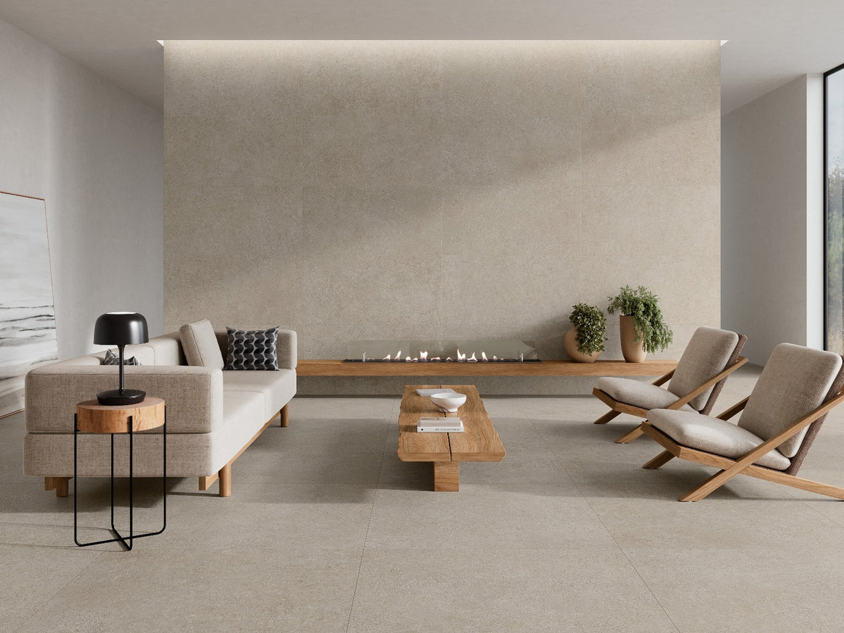 Kreta Greige Matte 100x100cm, porcelain tile at Irwin Tiles