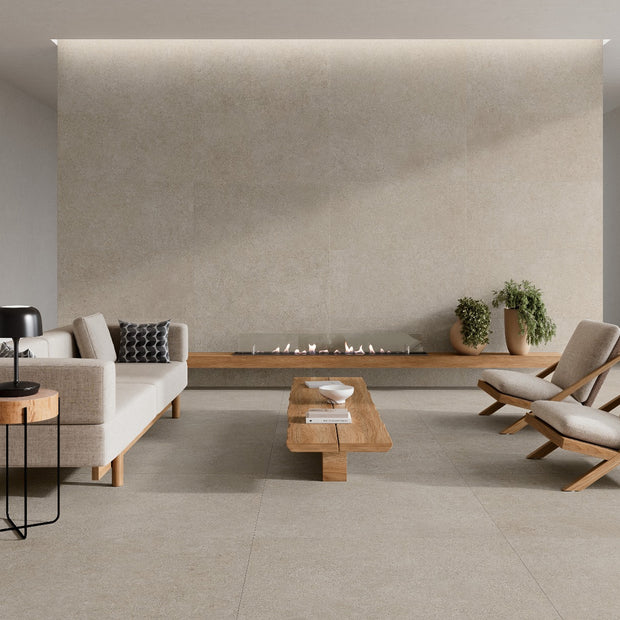 Kreta Greige Matte 100x100cm, porcelain tile at Irwin Tiles