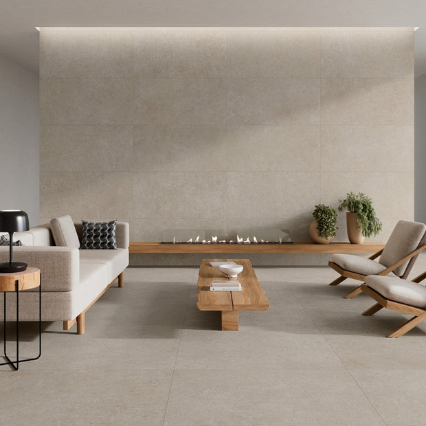 Kreta Greige 60x60cm, matt porcelain tile for kitchens, bathrooms and hallways at Irwin Tiles