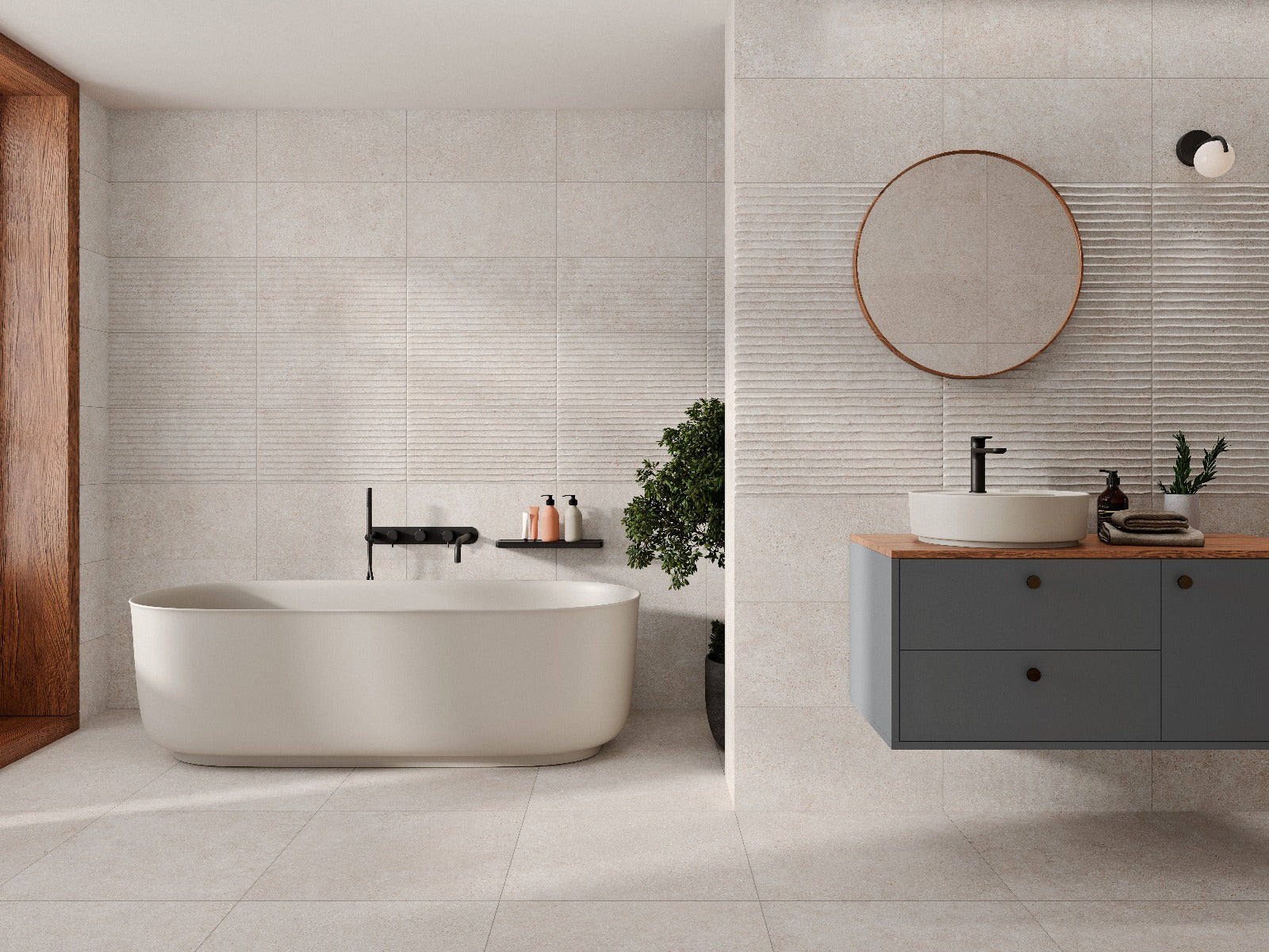 Kreta Greige Matte 30x60cm, wall tile at Irwin Tiles