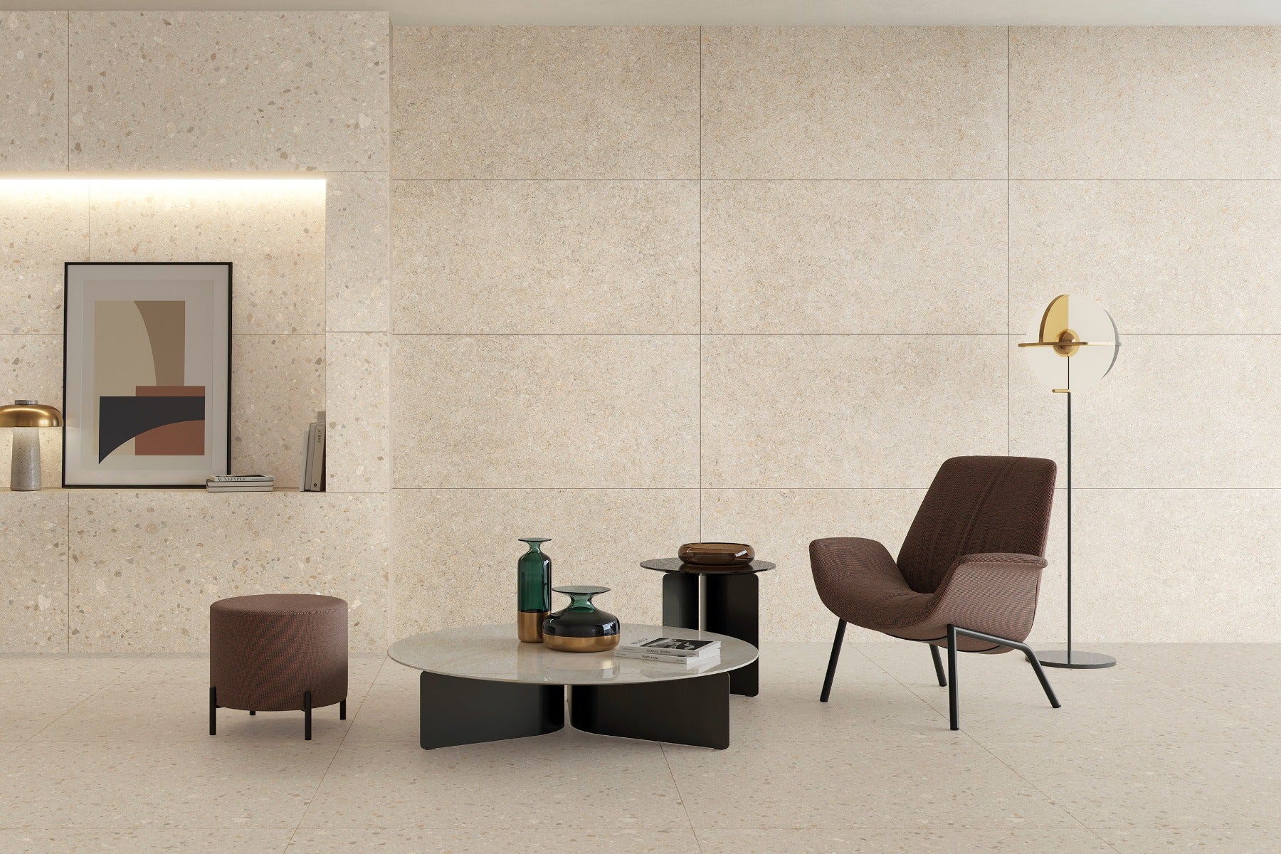 Oikos Terrazzo Beige 100x100cm, matt tile at Irwin Tiles
