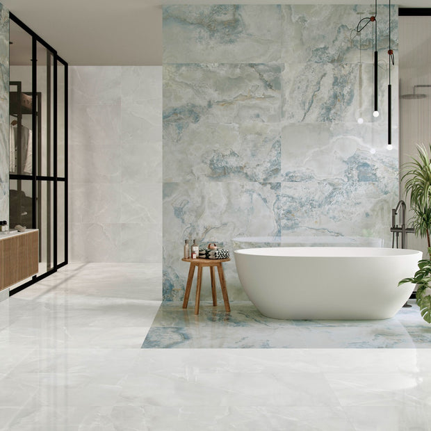 Scarlet Soft White Polished 60x120cm, porcelain tile at Irwin Tiles