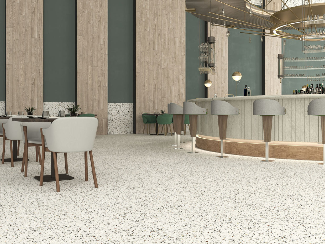 Tempo Mix Terrazzo 60x120cm, porcelain tile at Irwin Tiles