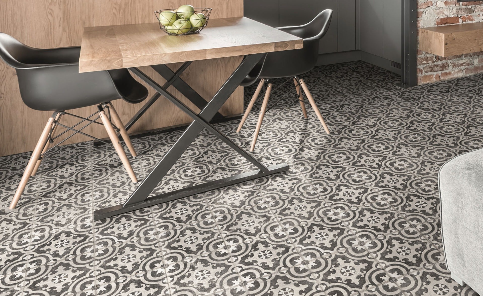 Timeless Rome Decor 20x20cm, black matt tile at Irwin Tiles