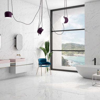 Toscana Blanco 60 x 120cm, gloss tile at Irwin Tiles