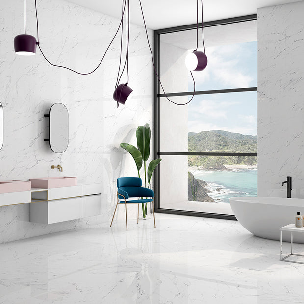 Toscana Blanco 60 x 120cm, gloss tile at Irwin Tiles