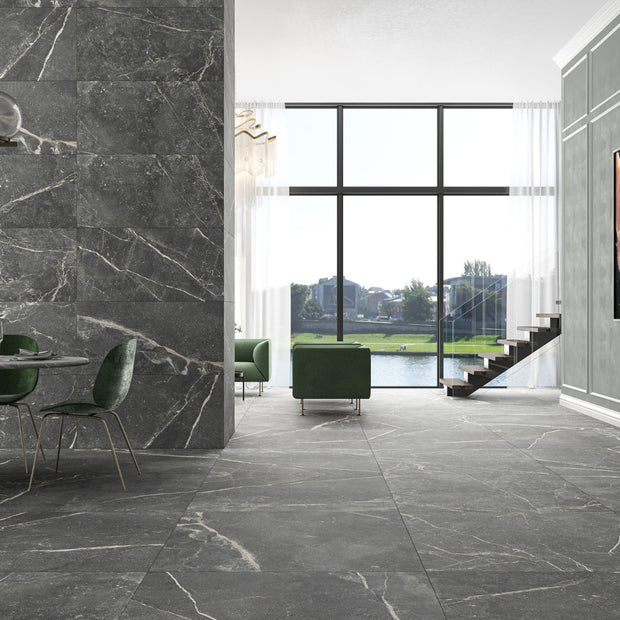 Toulousse Dark 90x90cm, grey matt tile at Irwin Tiles