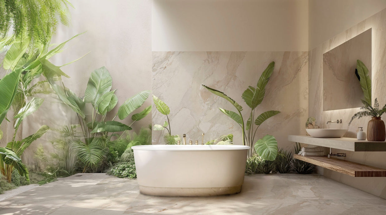 Blend Almond Milled (Ribbed) 60x120cm, matt tile at Irwin Tiles