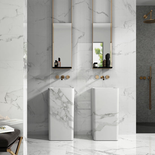 Enzo 30 x 90cm, white gloss wall tile at Irwin Tiles