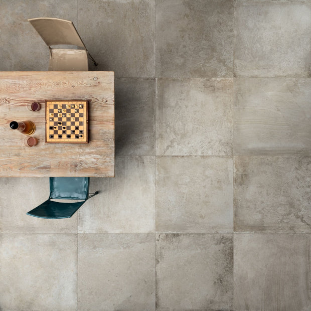 Amboise Polvere 80x80cm, grey matt tile at Irwin Tiles