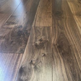 American Walnut - Random Widths, lacquered engineered wood flooring at Irwin Tiles