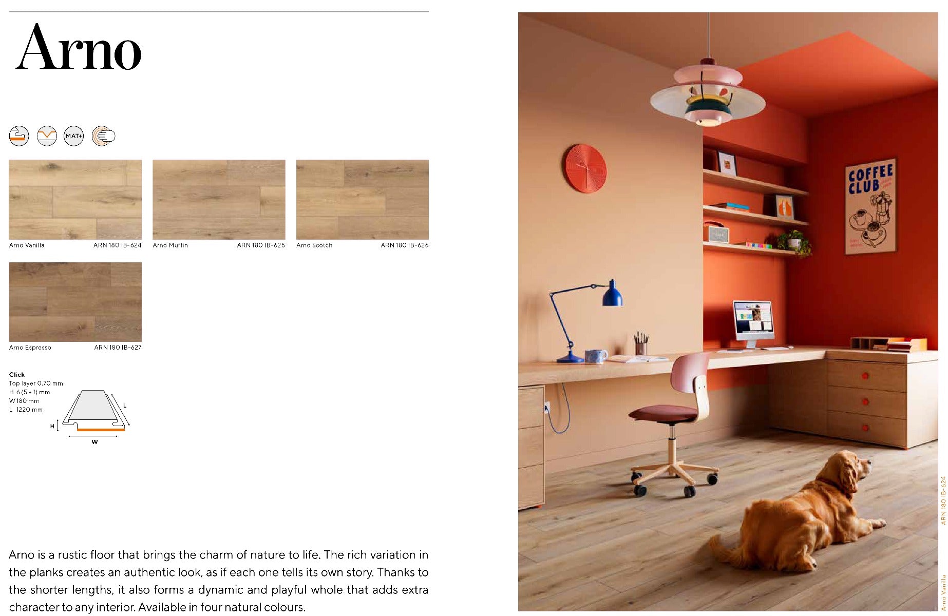 Arno Muffin Plank Luxury Click Vinyl, luxury click vinyl flooring at Irwin Tiles