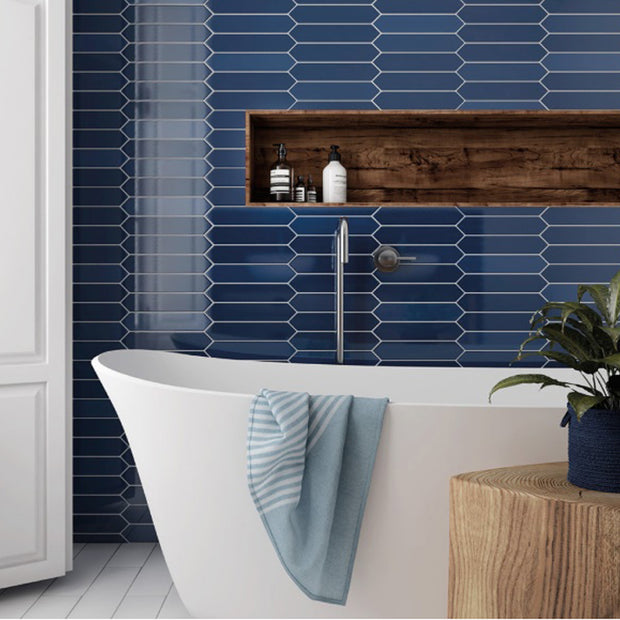 Arrow Adriatic Blue 5 x 25cm, gloss wall tile at Irwin Tiles