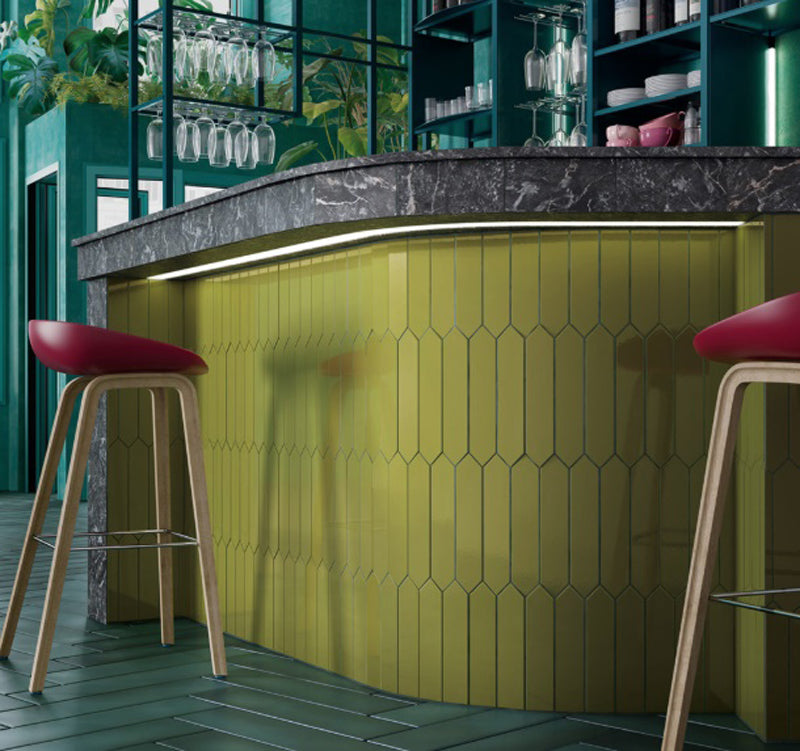 Arrow Apple 5 x 25cm, green glossy tile at Irwin Tiles