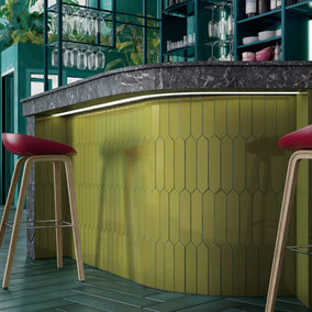 Arrow Apple 5 x 25cm, green glossy tile at Irwin Tiles
