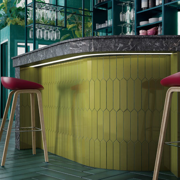 Arrow Apple 5 x 25cm, green glossy tile at Irwin Tiles