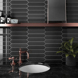 Arrow Black 5 x 25cm, gloss wall tile at Irwin Tiles