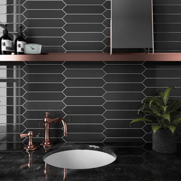 Arrow Black 5 x 25cm, gloss wall tile at Irwin Tiles