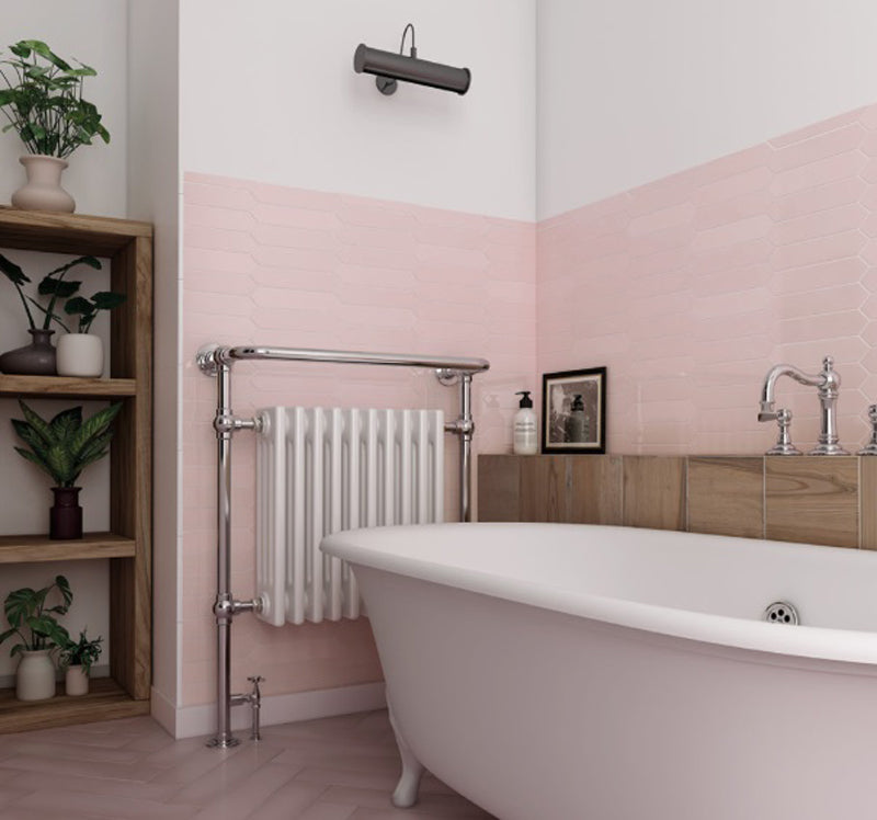 Arrow Blush Pink 5 x 25cm, ceramic tile at Irwin Tiles