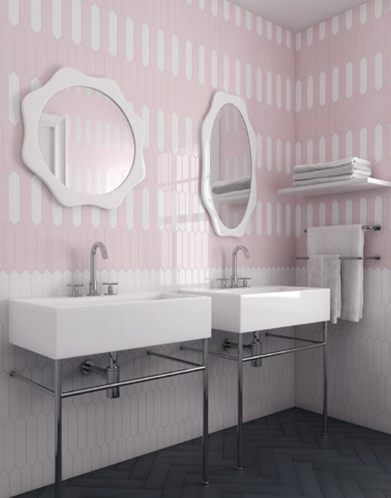 Arrow Blush Pink 5 x 25cm, gloss tile at Irwin Tiles