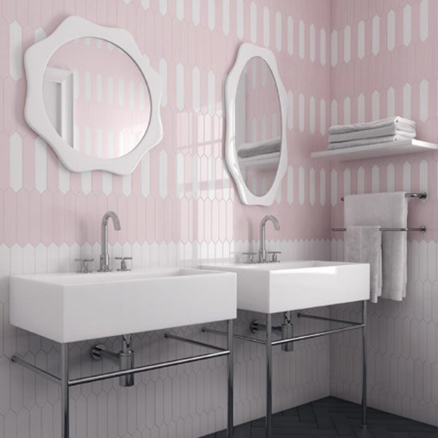 Arrow Blush Pink 5 x 25cm, gloss tile at Irwin Tiles