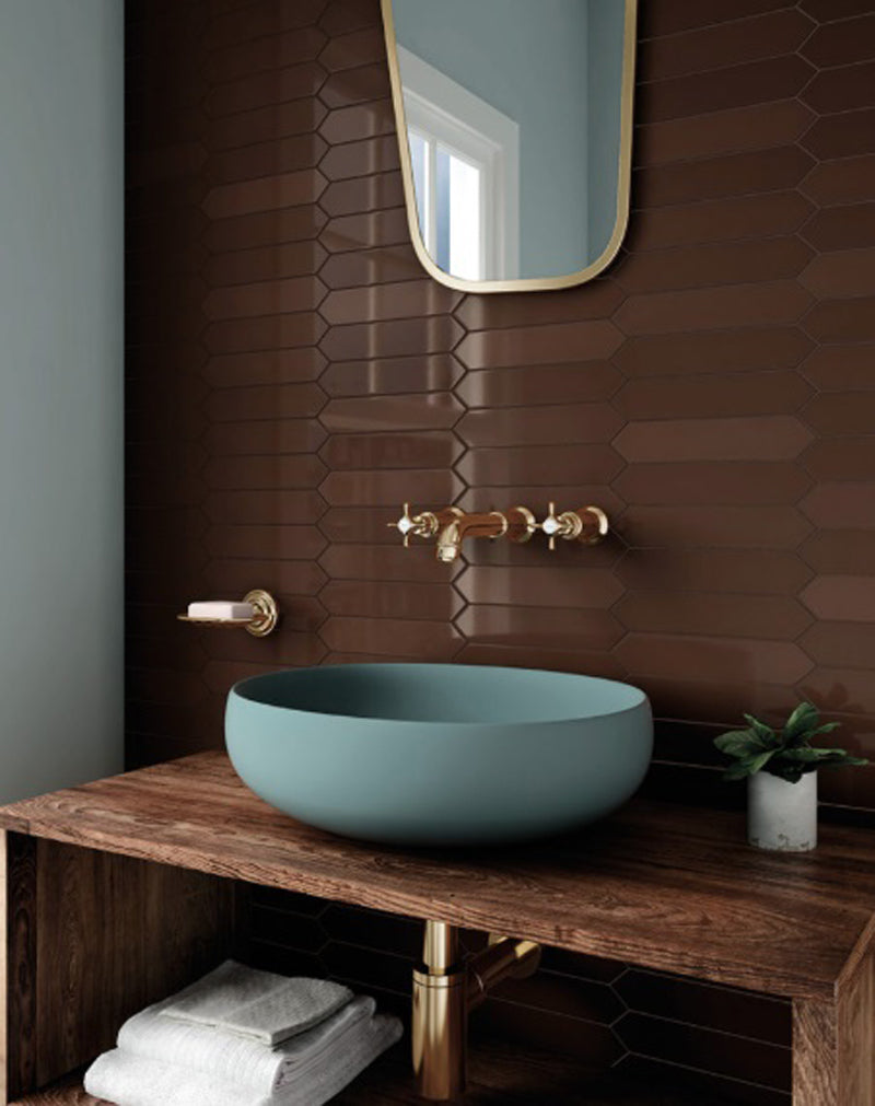 Arrow Coffee 5 x 25cm, gloss wall tile at Irwin Tiles