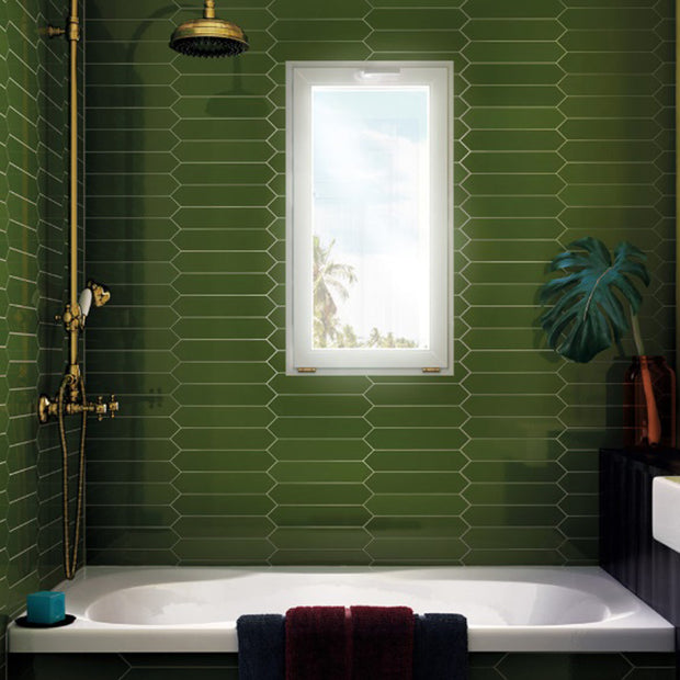 Arrow Green Kelp 5 x 25cm, glossy tile at Irwin Tiles