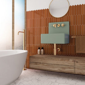 Arrow Russet 5 x 25cm, brown gloss tile at Irwin Tiles