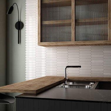 Arrow Pure White 5 x 25cm, gloss wall tile at Irwin Tiles