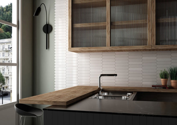 Arrow Pure White 5 x 25cm, gloss wall tile at Irwin Tiles