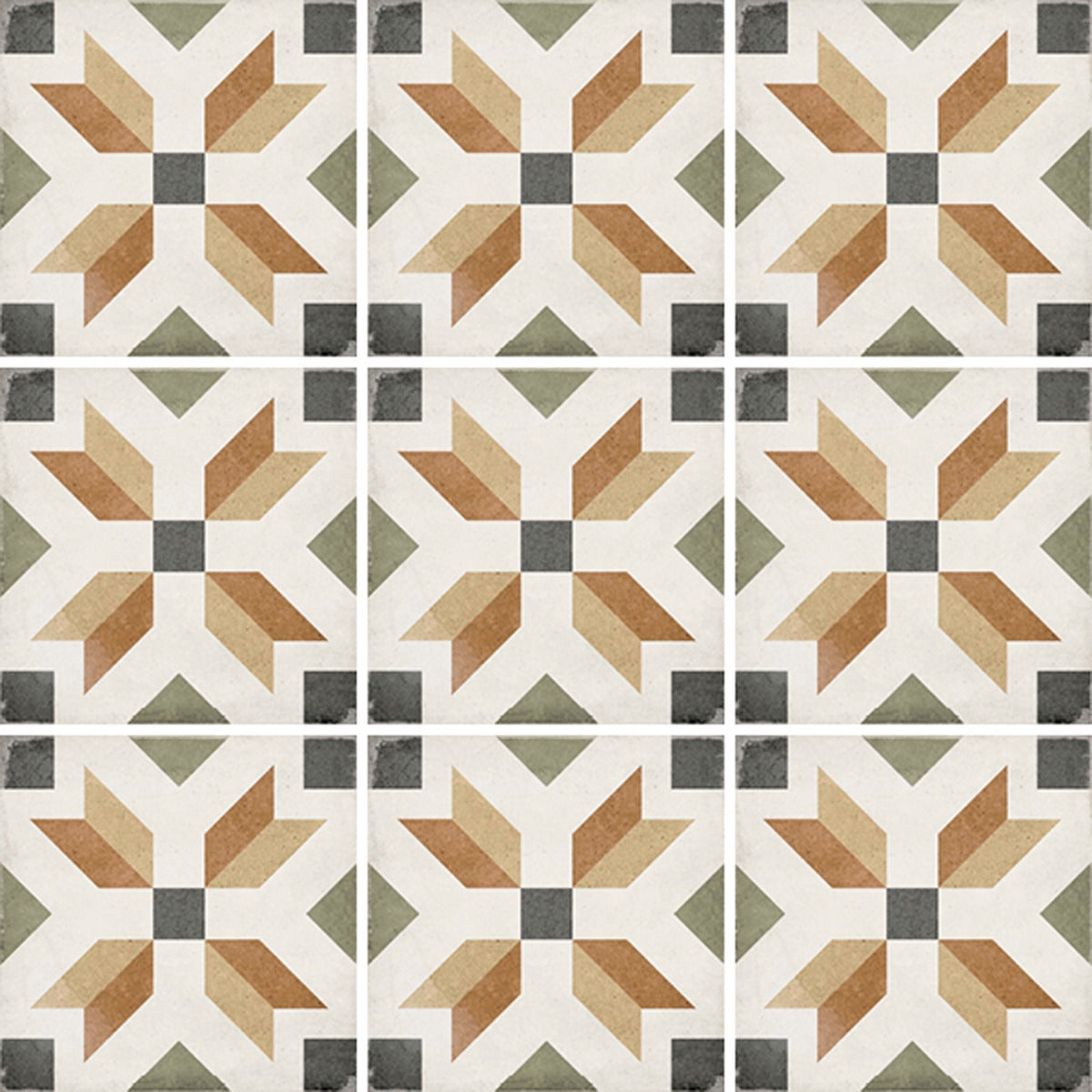 Art Nouveau Empire Colour 20 x 20cm, multi-colour matt tile at Irwin Tiles