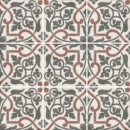 Art Nouveau Folies Borgere 20 x 20cm, red matt tile at Irwin Tiles