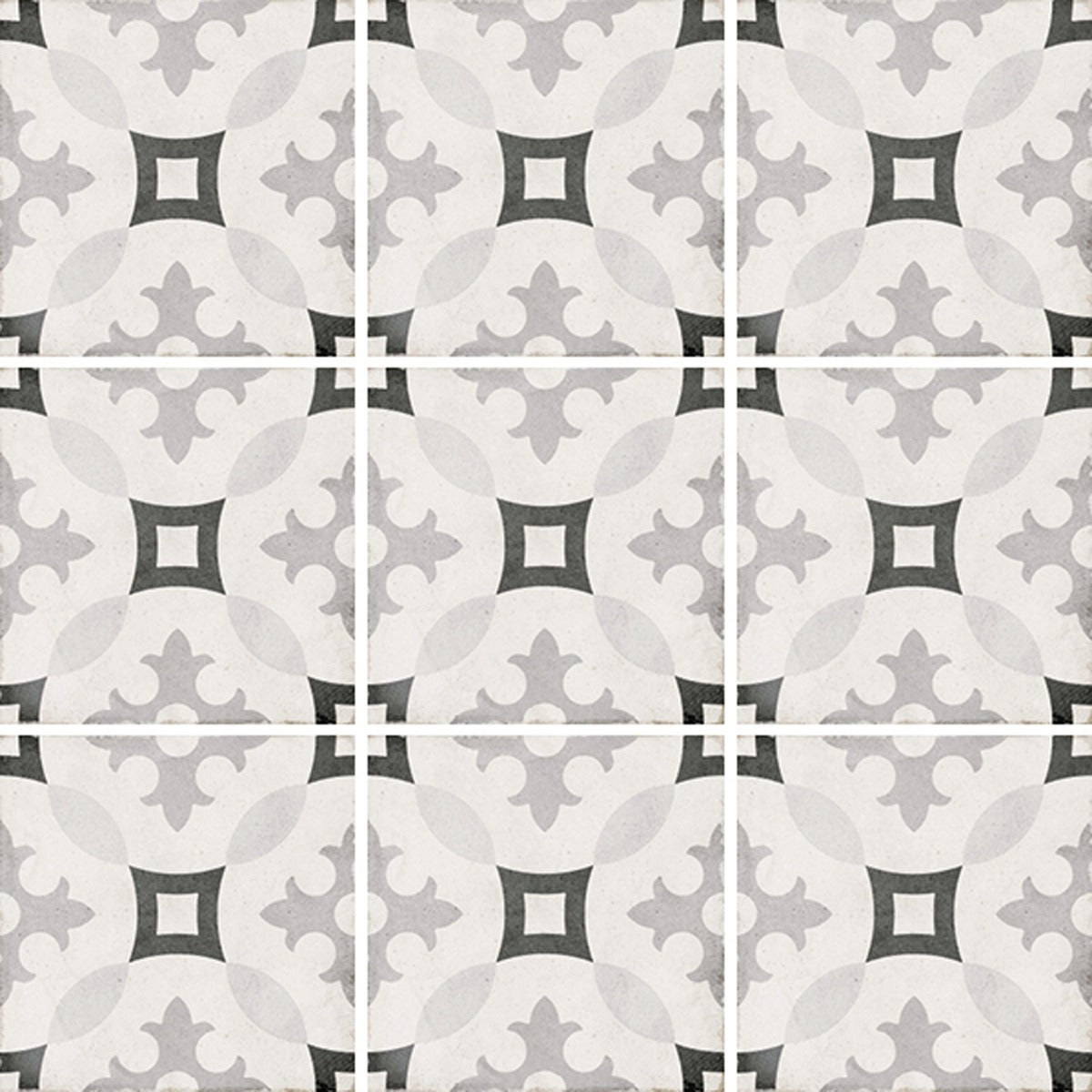 Art Nouveau Karl Splatz 20 x 20cm, grey matt tile at Irwin Tiles
