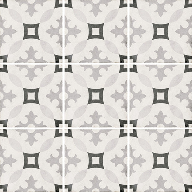 Art Nouveau Karl Splatz 20 x 20cm, grey matt tile at Irwin Tiles