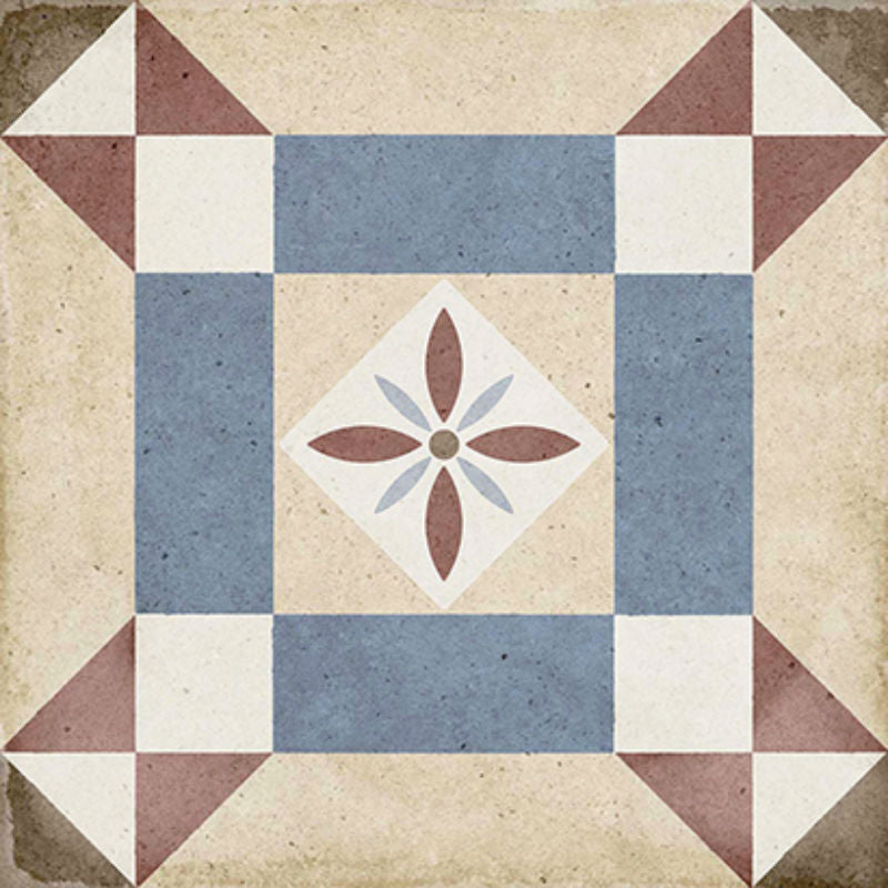 Art Nouveau Lys Colour 20x20cm, blue matt tile at Irwin Tiles